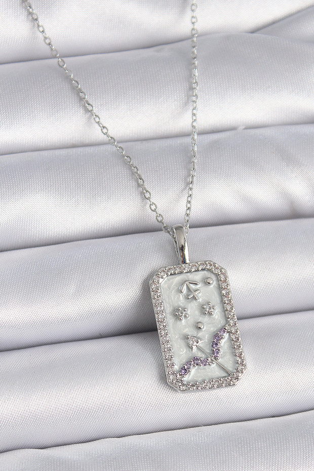 316L Steel Silver Color Chain Sagittarius Zodiac Sign Zircon Stone Women's Necklace