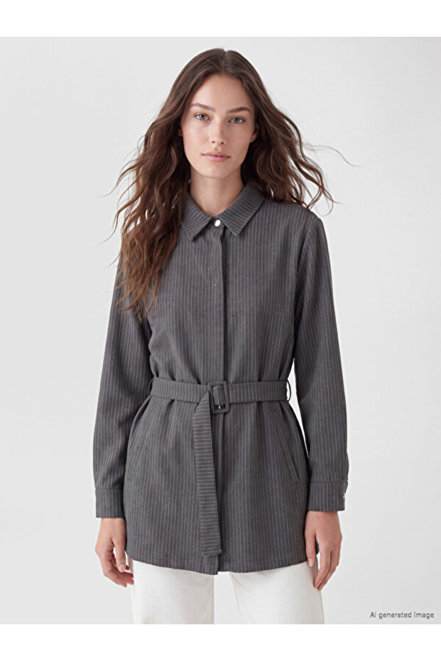 Timeless Clothing & Timeless Choices Striped Belted Women's Shirt Tunic