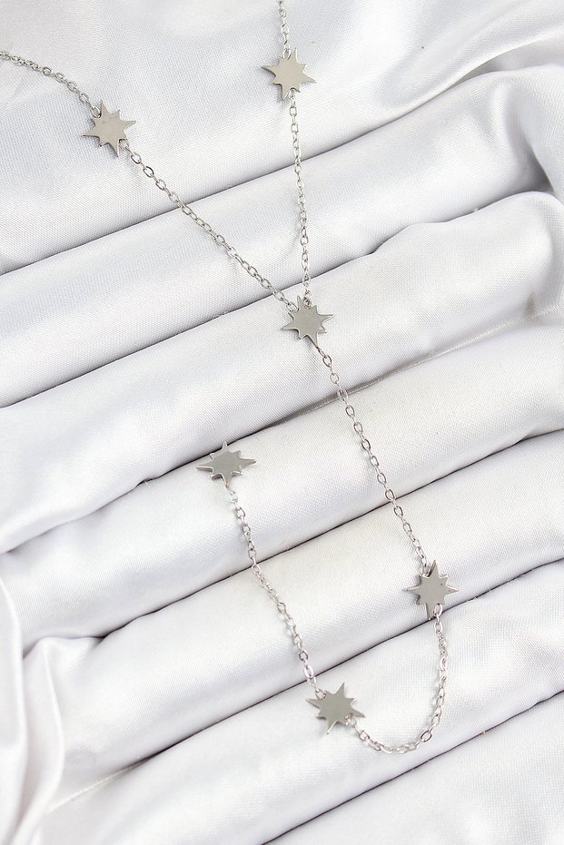 316L Steel Pole Star Figured Y Model Silver Color Women's Necklace