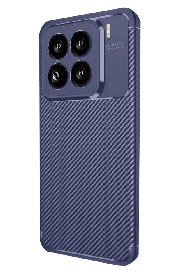 غطاء متوافق مع هاتف Mi 15 Pro، غطاء كربوني بتركيز تلقائي - أزرق داكن