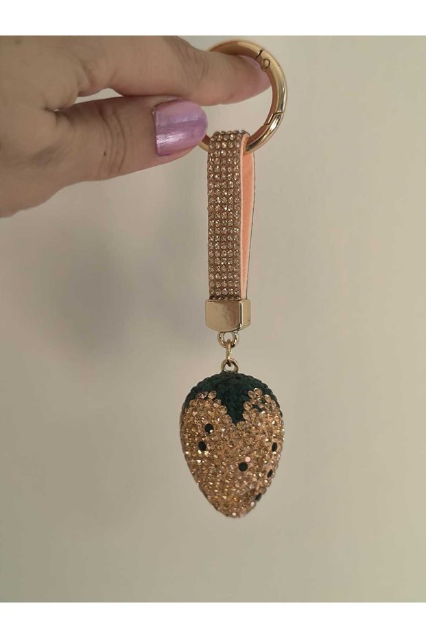 Strawberry Gold/Green Zircon Stone Charm/Keychain/Car Ornament