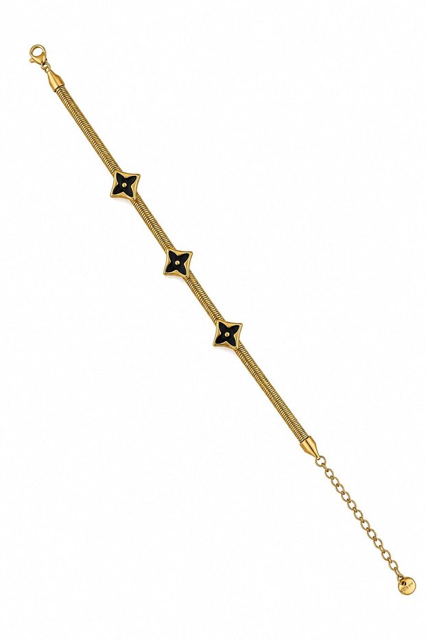 Steel Clover Plate Bracelet (Black)