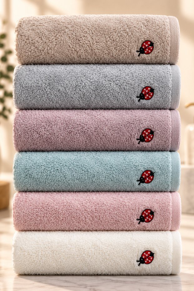 6-Piece 50X90 Embroidered Hand, Face, and Head Towel Set |   100% Cotton Bamboo |   Dowry Towel |   High Absorbency, Soft Texture