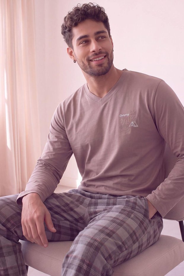 Vizon Explore Patterned Coton Refined Men's Pajama Set