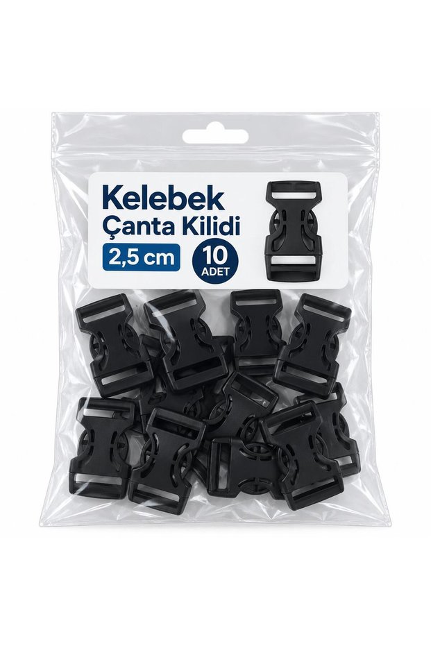 Paracord Accessory Bag, Clothing Binding Plastic Butterfly Bag Lock 2.5 cm Black-10 Pieces