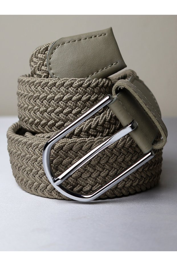 Unisex Flexible Mink Knitted Belt with Metal Buckle 3.5 cm