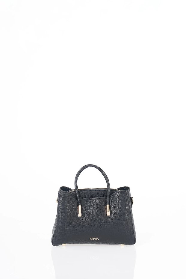 Metal Tipped Faux Leather Handbag Black