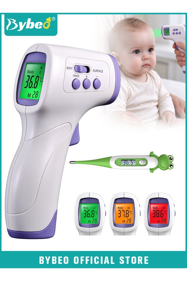 Digital Infrared Thermometer with Clinical Thermometer Set, Baby Forehead Thermometer, Non-Contact Baby Thermometer with 3-Color Fever Alert & LCD Display, ℃/℉ Digital Medical Thermometer for Babies,