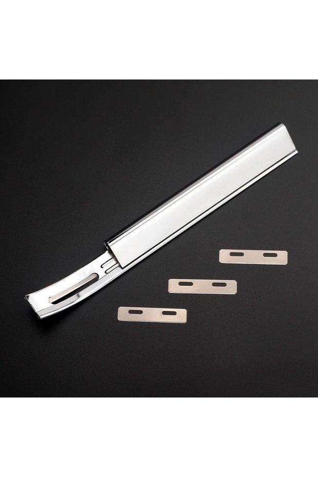 Silver - 1Set 1Set Metal Leather Safety Beveler DIY Cutting Tool Kits with 3Pcs Replacement Skiver B