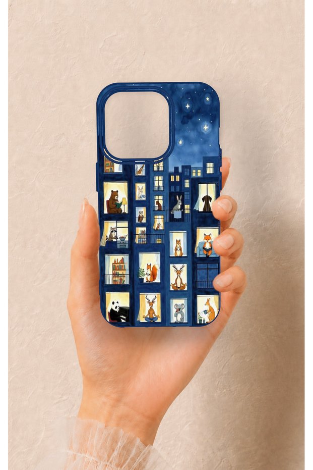 iPhone 14 Pro Compatible Starry Apartment Pattern Silicone Case