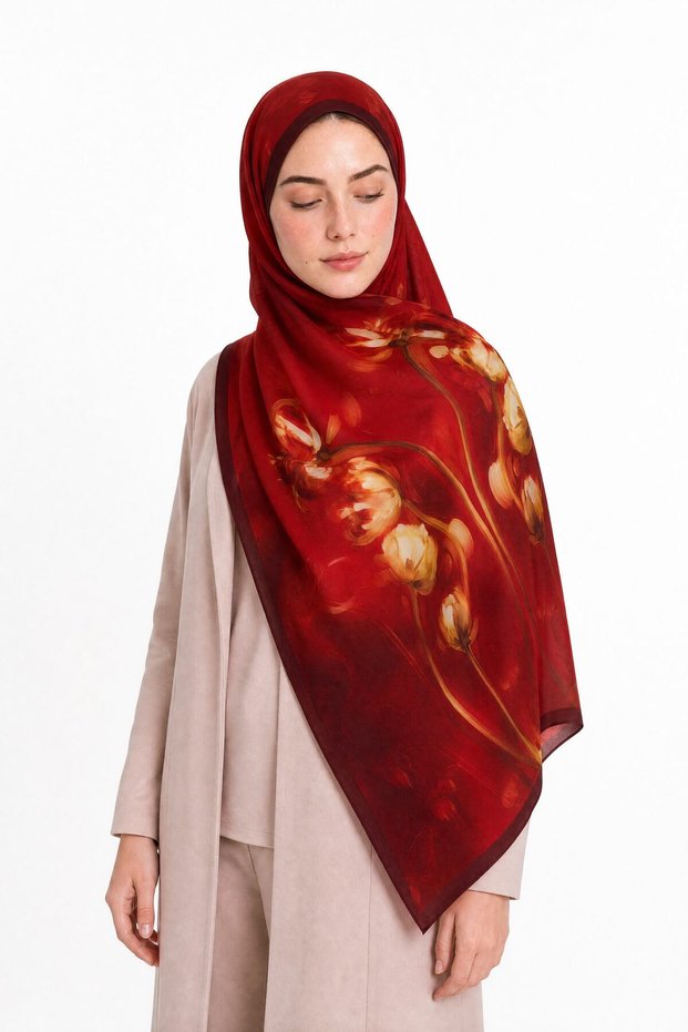 Flame Pattern Hebei Silk Shawl