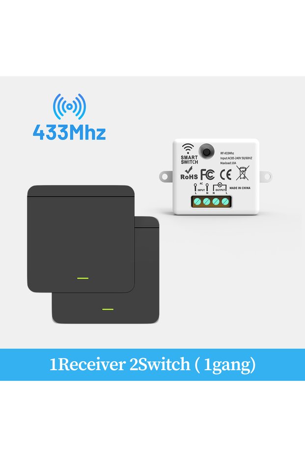 مفتاح إضاءة لاسلكي للتحكم عن بعد بتردد RF433، 110-240 فولت، 1 مستقبل و2 مفتاح تشغيل/إيقاف، 1/2/3 أزرار