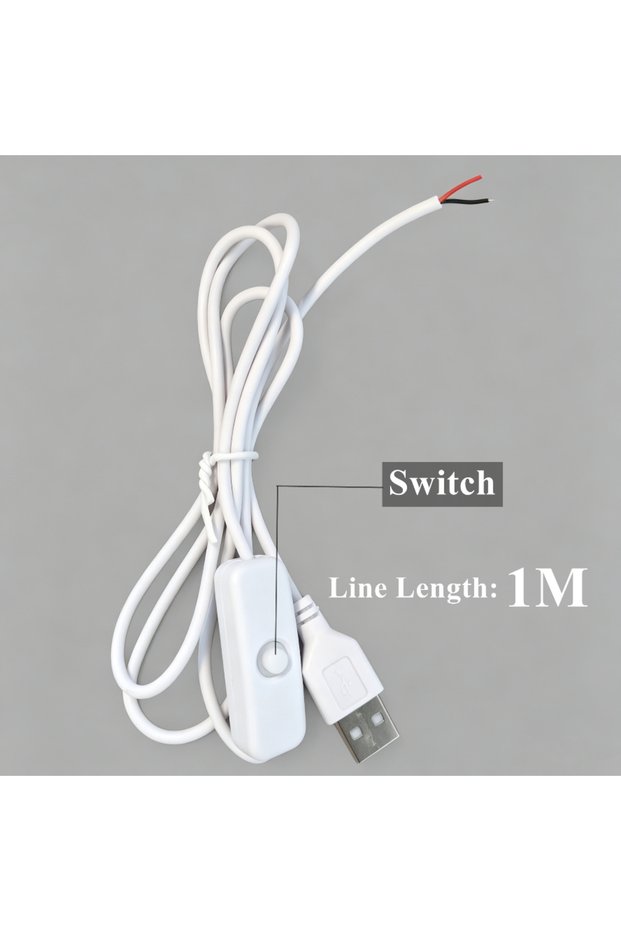 قطعتان من مفاتيح التحكم باللمس باليد - بيضاء، 5 فولت USB، 10~1 قطعة، كابل توصيل طاقة USB مع زر تحكم