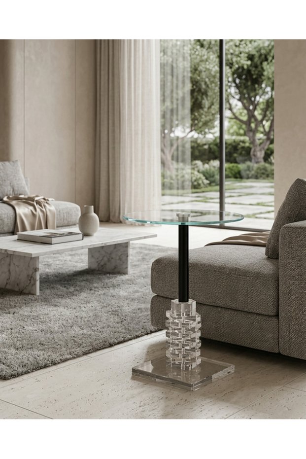 Modern Side Table with Glass Top