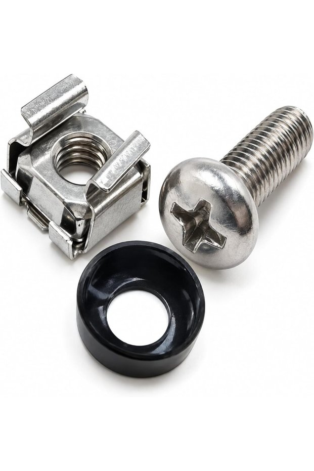 ® M6 x 16 mm Rack Mount Screw Kit with Cage Nuts and Rubber Washers for Server Cabinets and Network Racks (60 PACK)