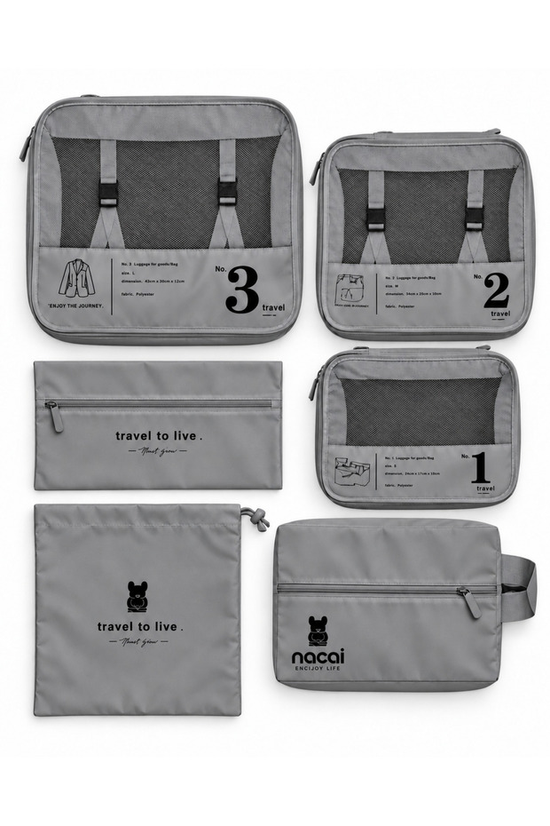 6-Piece Suitcase Organizer Set – Travel Organizer Bag Set, In-Suitcase Organizer, Clothing, Shoe and Makeup Bag