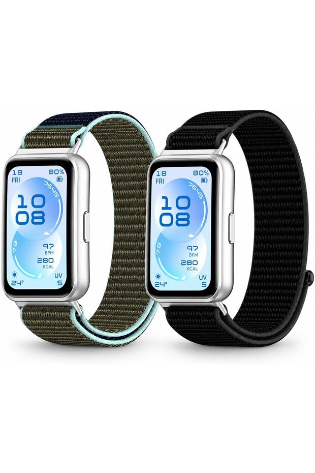 Nylon Sport Watch Strap Compatible with HUAWEI Band 11/11 Pro, Soft Breathable Adjustable Loop Replacement Wristband, Lightweight Woven Fabric for Men & Women