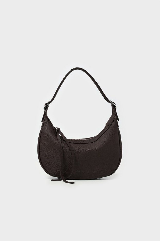 Baguette Shoulder Bag with Buckle - Brown