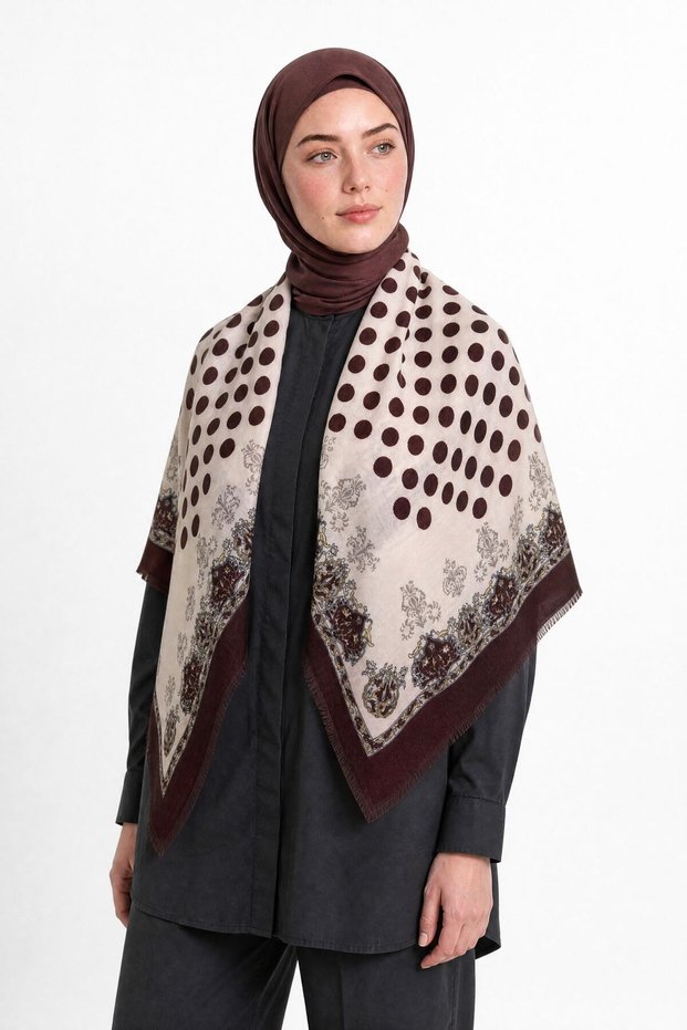 وشاح كتف من الصوف والكشمير بنمط Pois