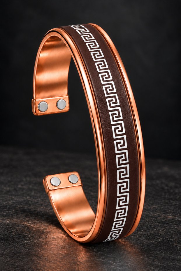 Magnetic Wide Pure Copper Bracelet Adjustable Magnet Model Men's Women's Copper Bracelet with Pattern
