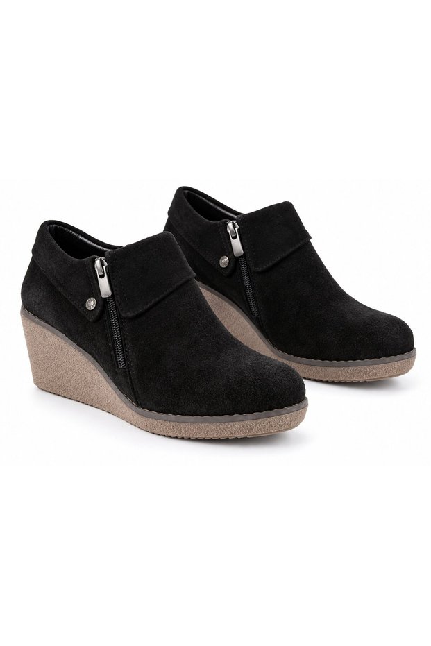 3335 Genuine Leather Casual Women's Shoes-Black Suede