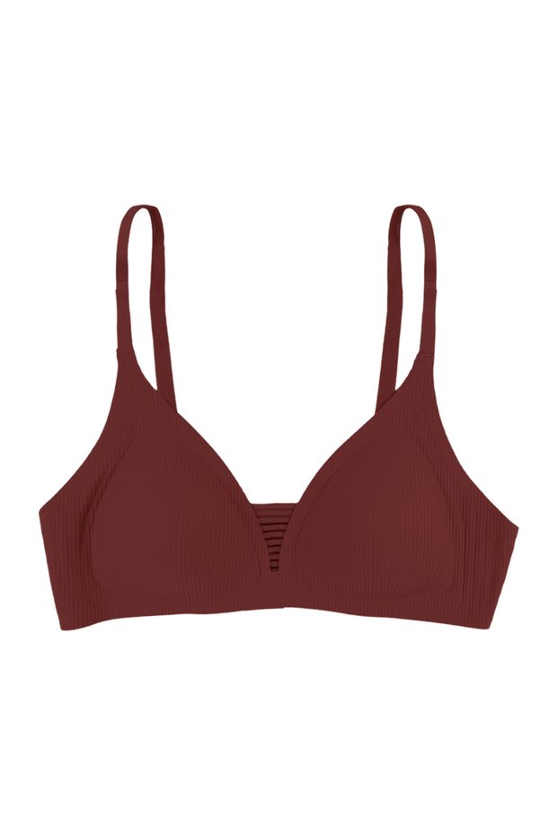 Women's Ribbed Laser Seamless Thread Detailed Padded Bra