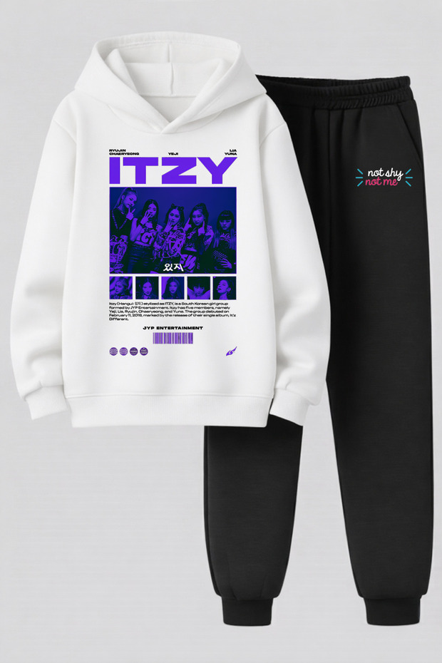 Itzy K-Pop Group Printed 3-Yarn Quality Sweatshirt and Sweatpants Kids' Top-Bottom Set