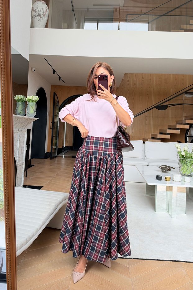 Pleated Plaid Skirt