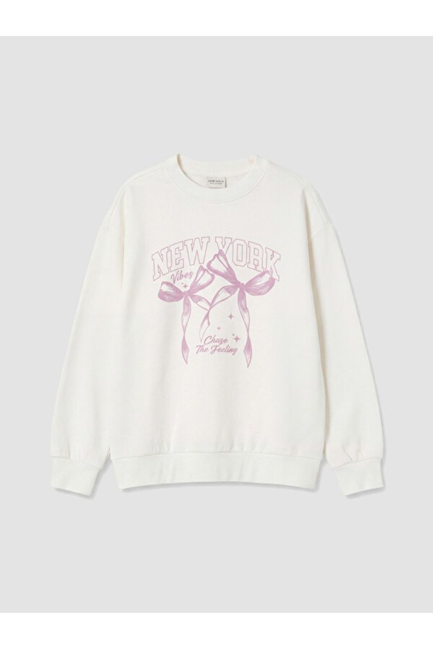 Rmz Gi̇yi̇m Farkiyla New York Printed Girls' Thick Sweatshirt