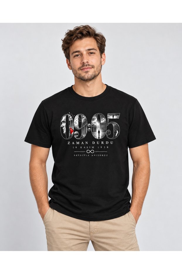 09:05 Time Stood Still 10 November Ataturk Commemoration Day Dtg Printed Black T-Shirt