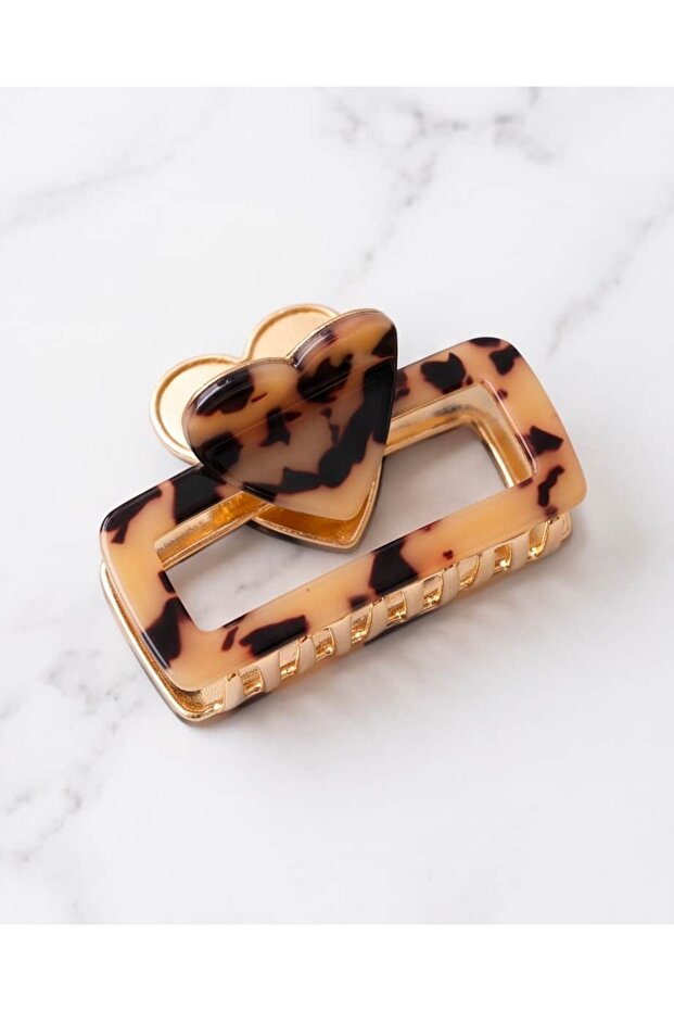 Tiamo Heart Detailed Bone-Look Metal Clasp Buckle