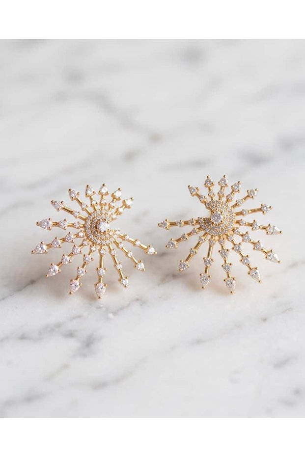 Hespera Zircon Stone Sun Shaped Steel Xuping Earrings