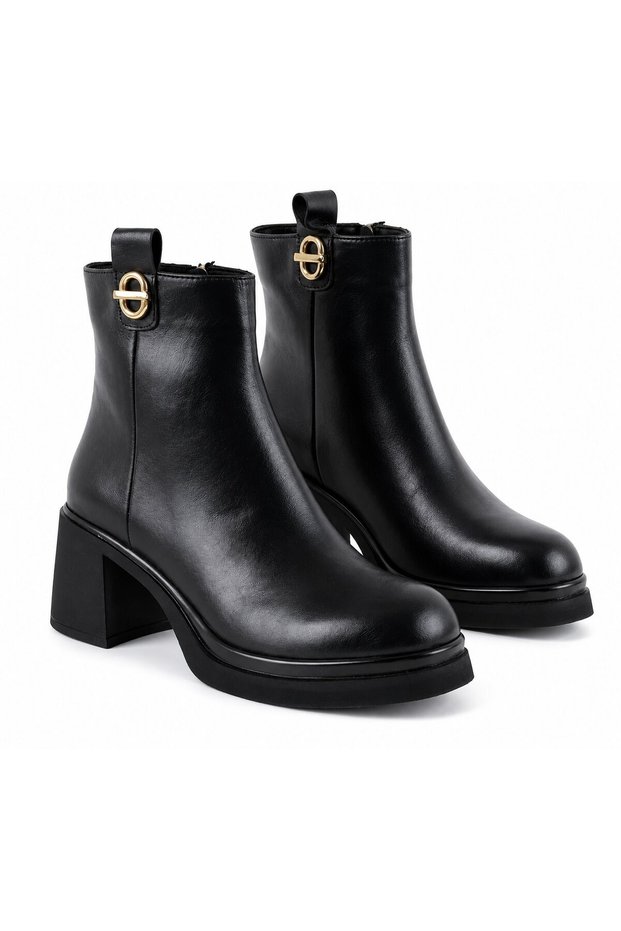 1955 Genuine Leather Daily Women's Boots-Black