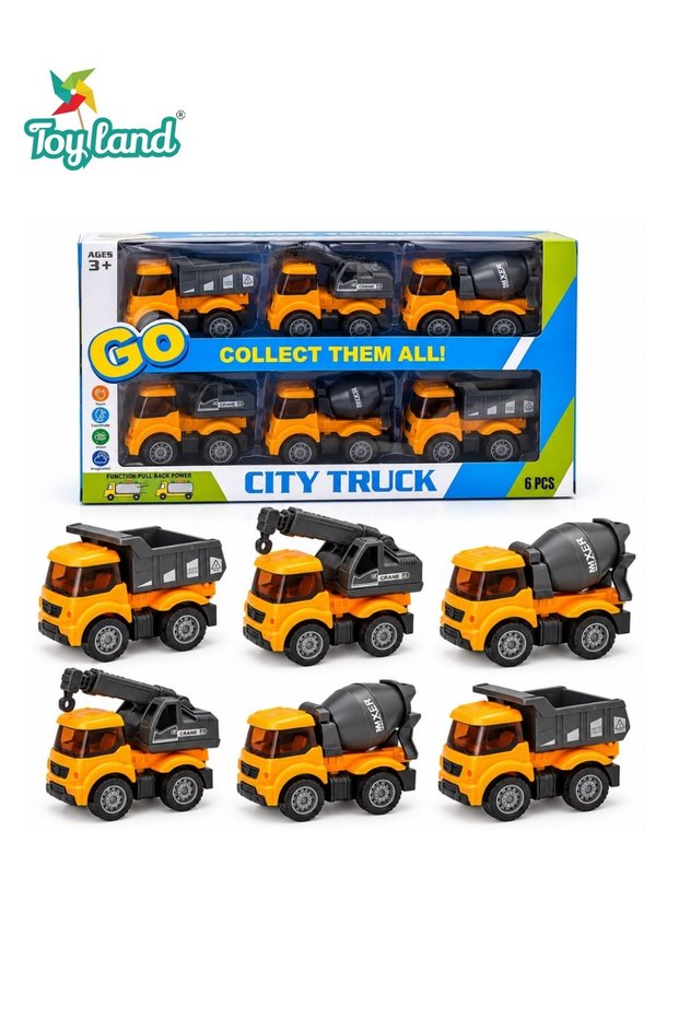 Kids Construction Truck Toy Set 6 Pieces, Pull Back City Engineering Vehicles with Dump Trucks, Crane Trucks & Cement Mixers, Mini Construction Vehicle Playset for Boys and Girls Ages 3+