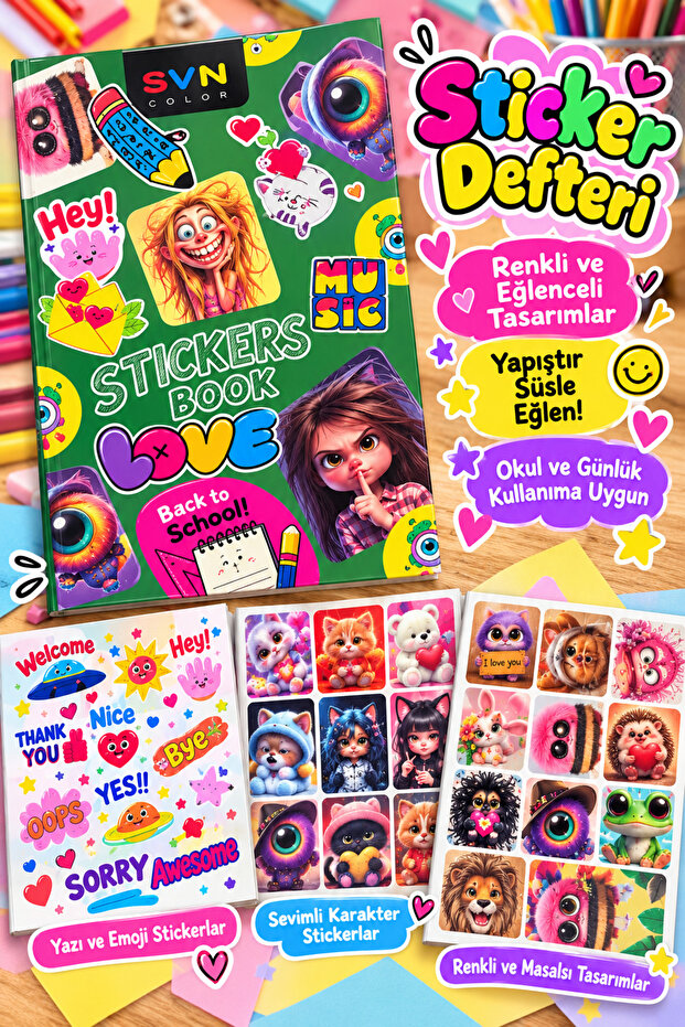 24 * 17 cm 16 Pages 200 Stickers Special Design Colorful Sticker Book Series -5