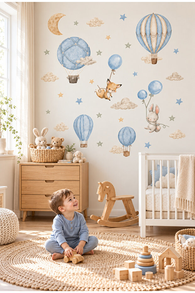 Blue Sky Tales Air Balloon Children's Room Wall Sticker Set