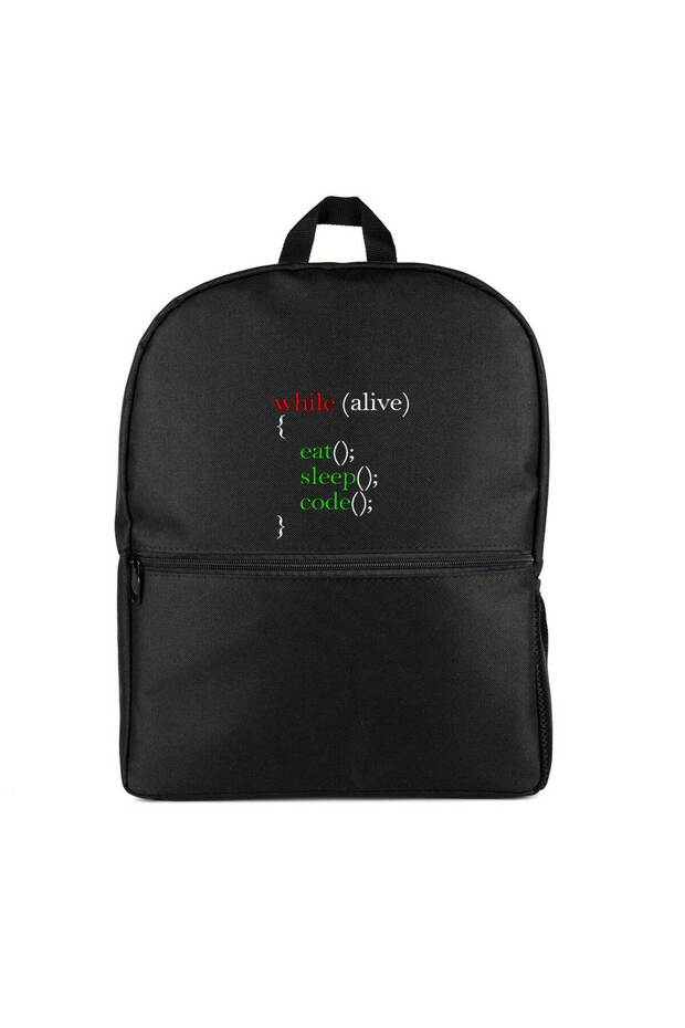 Eat Sleep Code Software Developer Backpack Black Color
