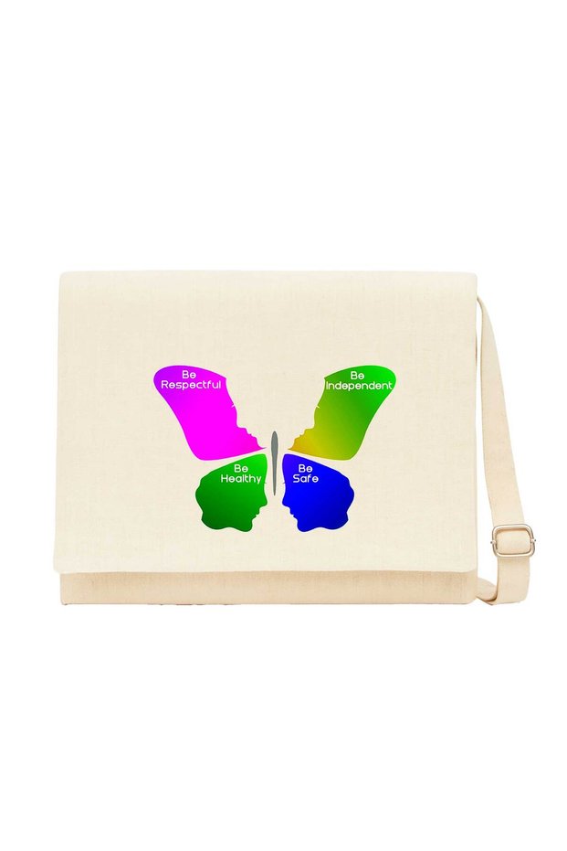 Women's Rights Butterfly Cream Canvas Messenger Bag
