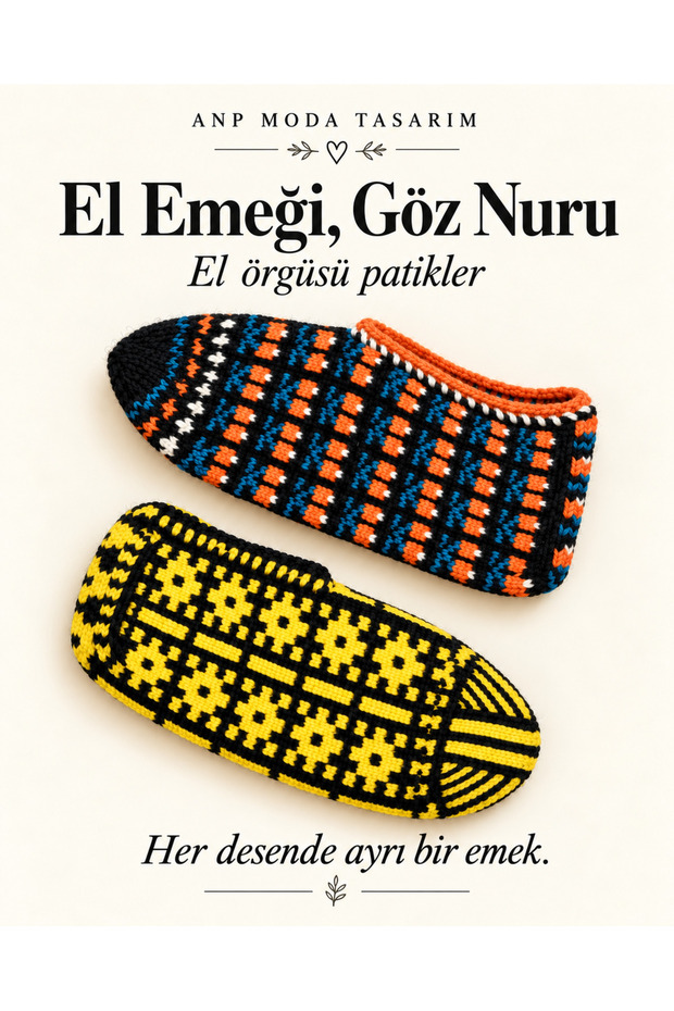 Women's Hand-Knitted Booties, Dowry Gift, Traditional Motif Patterned Home Booties, Standard Size