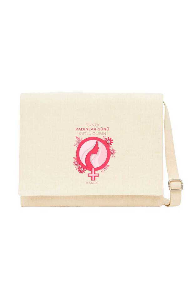 International Women's Day Cream Canvas Messenger Bag