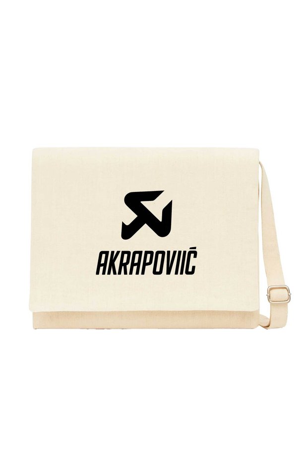 Akrapovic Black Logo Cream Messenger Bag Cream Canvas Messenger Bag