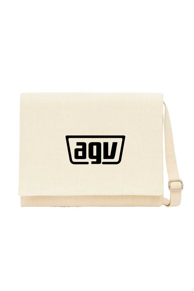 Agv Text Logo Cream Messenger Bag Cream Canvas Messenger Bag
