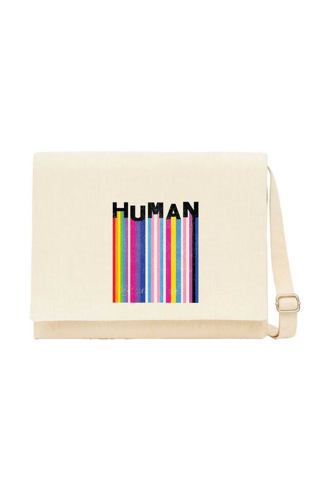 Human Cream Canvas Messenger Bag