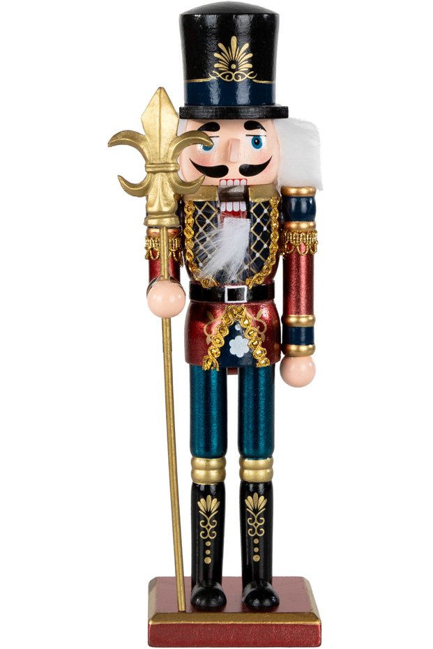 Christmas Ornament Lead Soldier Nutcracker with Spear Claret-Red-Blue 30 Cm.