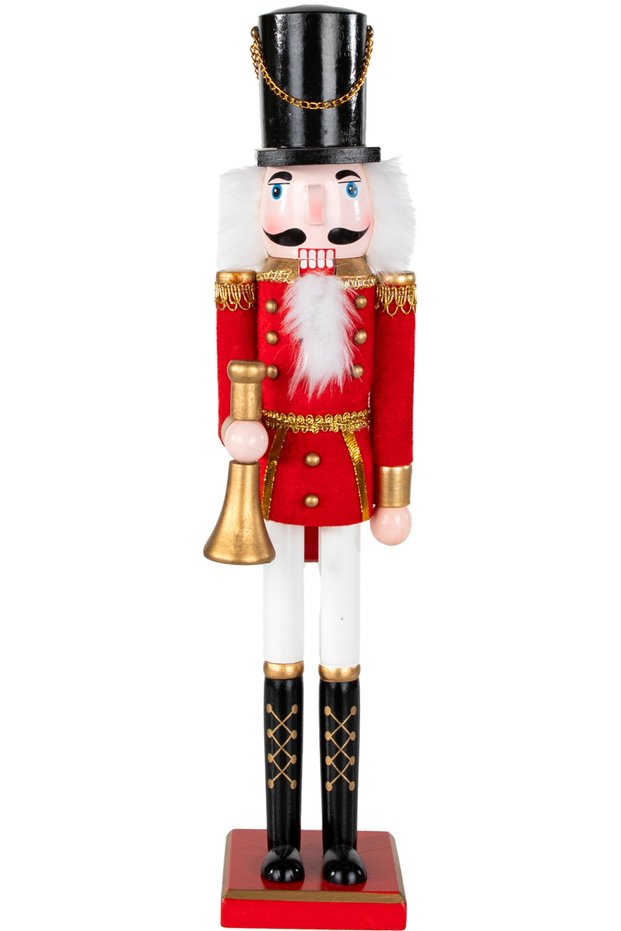 Christmas Ornament Lead Soldier Nutcracker Playing the Bugle Red-White 50 Cm.