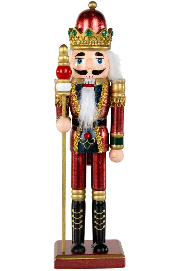 Christmas Ornament Lead Soldier Nutcracker Claret Red-Gold 30 Cm.