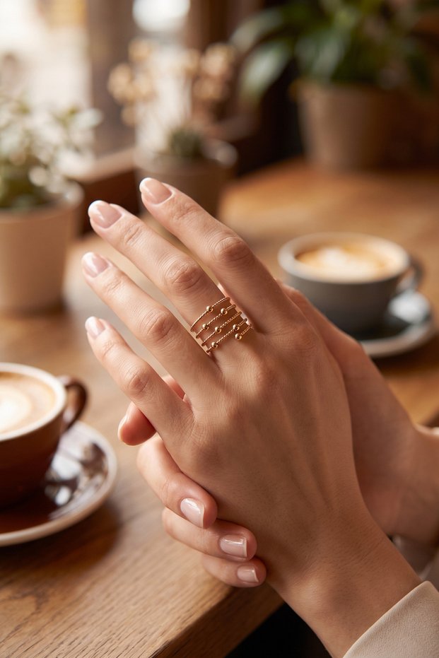 Brass Gold Color Spiral Stud Model Women's Ring -