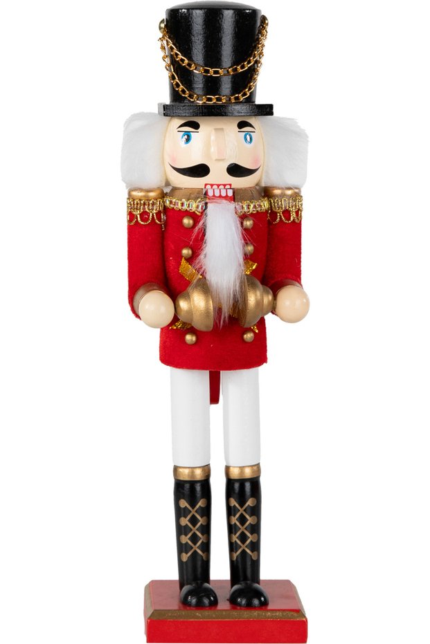 Christmas Ornament, Lead Soldier Nutcracker Ringing Bell Red-White 30 Cm.