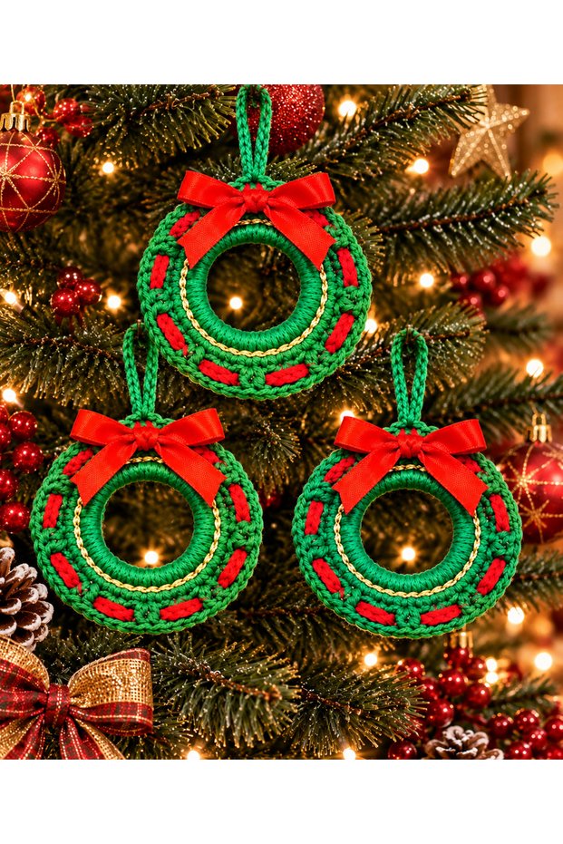 3-Piece Knitted Christmas Ornaments