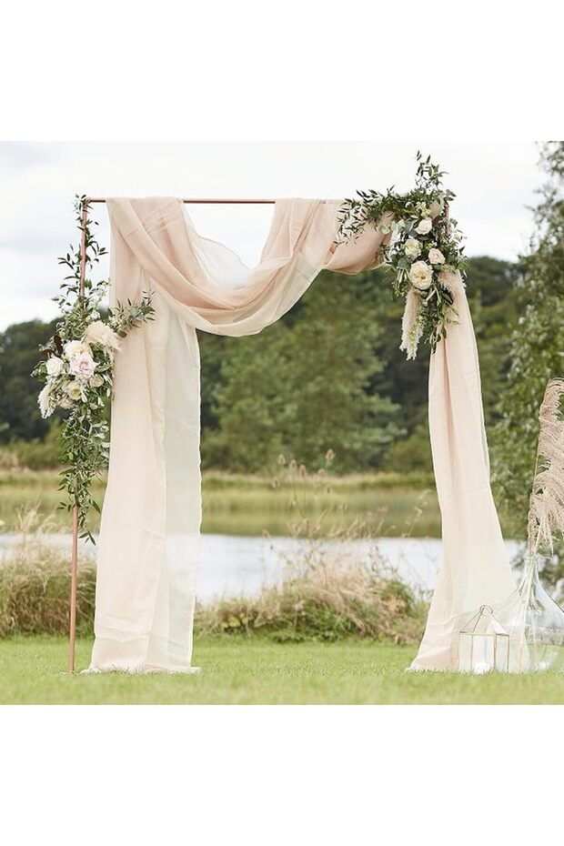 Taupe Draping Fabric Wedding Backdrop